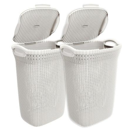 Curver Knit wasbox - 57 liter - oasis white - set van 2