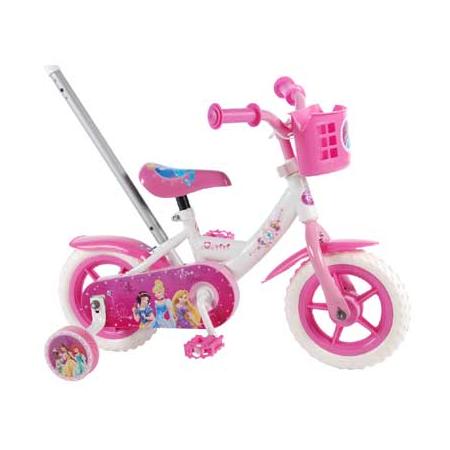 Disney Princess meisjesfiets - 10 inch - wit/roze