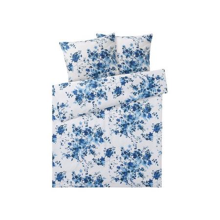 Draaibaar dekbedovertrek 240 x 220 cm Bloemen/wit/blauw