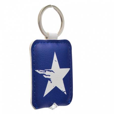 Dresz sleutelhanger met licht Blue Star 6 cm blauw