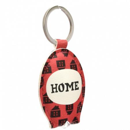 Dresz sleutelhanger met licht Home 6 cm rood/zwart