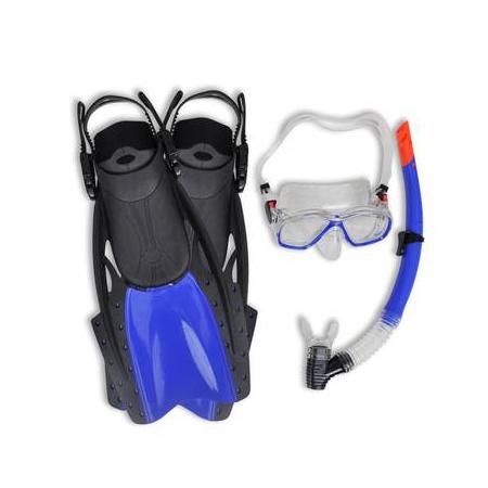 Duik en snorkel set met flippers en bril blauw voor volwassenen 38-42