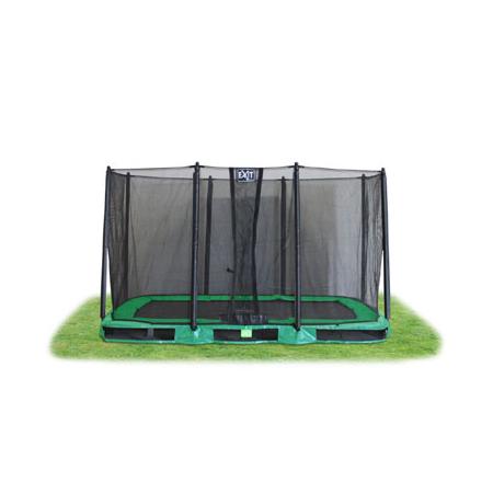 EXIT InTerra verlaagde trampoline rechthoekig met veiligheidsnet - 214 x 366 cm - groen