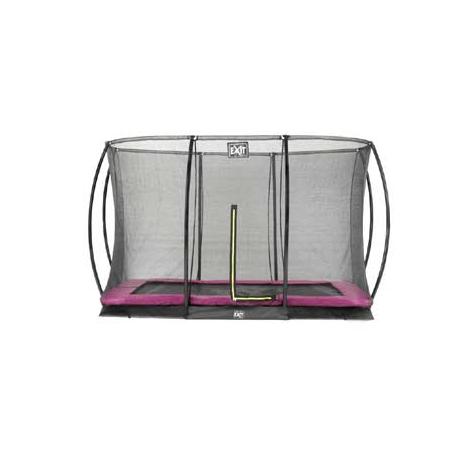 EXIT Silhouette verlaagde trampoline met veiligheidsnet rechthoekig - 214 x 305 cm - roze
