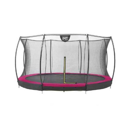 EXIT Silhouette verlaagde trampoline met veiligheidsnet rond - 427 cm - roze