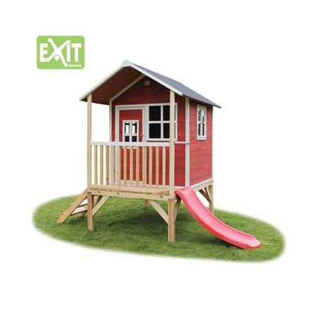 EXIT speelhuis Loft 300 met glijbaan - rood