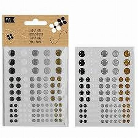 Epoxy Dots stickers 95 stuks Zwart-Wit-Zilver-Goud