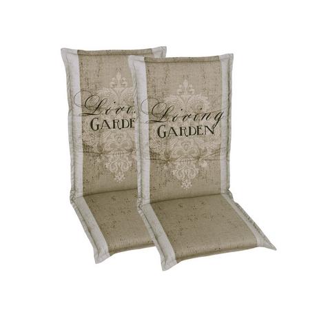 GO-DE Textil Tuinstoelkussens (kussen voor tuinmeubelen, Beige, Stoelkussens voor stoelen met een lange rugleuning)