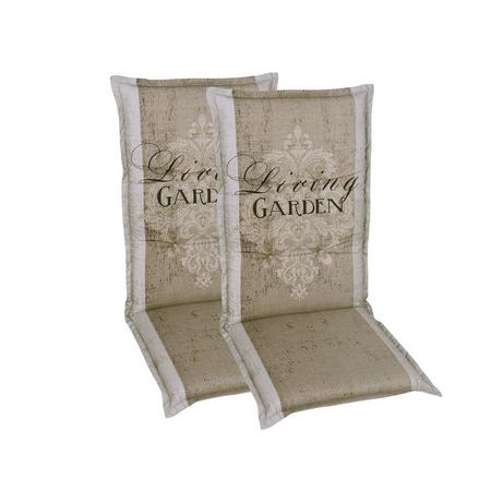 GO-DE Textil Tuinstoelkussens (kussen voor tuinmeubelen, Beige, Stoelkussens voor stoelen met een normale rugleuning)