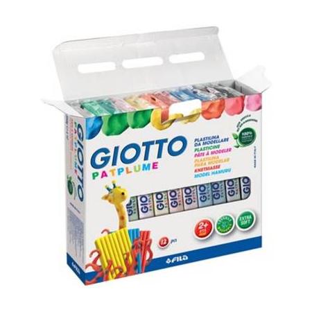 Giotto Patplume boetseerpasta, doos met 12 pakken van 350 g in geassorteerde kleuren