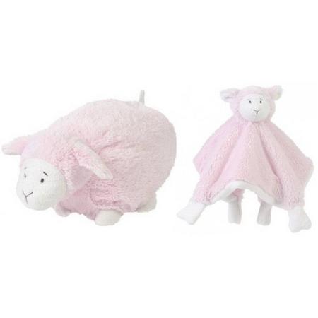 Happy Horse roze schaap/lammetje knuffeldoek/tuttel en liggend knuffeltje - Kraamcadeau - Baby speelgoed