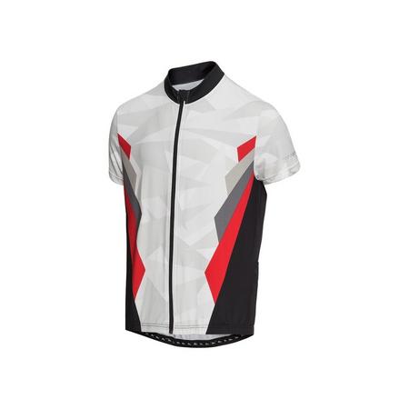 Heren fietsshirt S (44/46), Lichtgrijs/zwart/rood