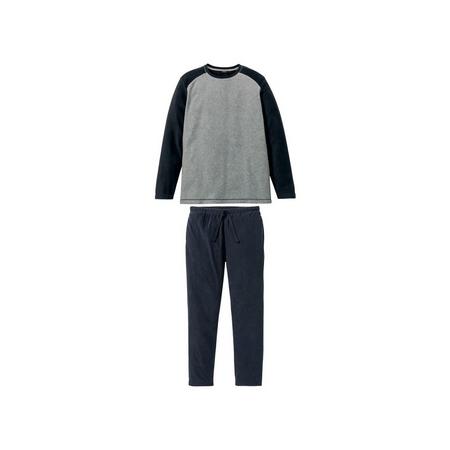 Heren fleece pyjama L (52/54), Grijs/donkerblauw
