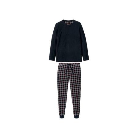 Heren fleece pyjama XL (56/58), Donkerblauw/rood