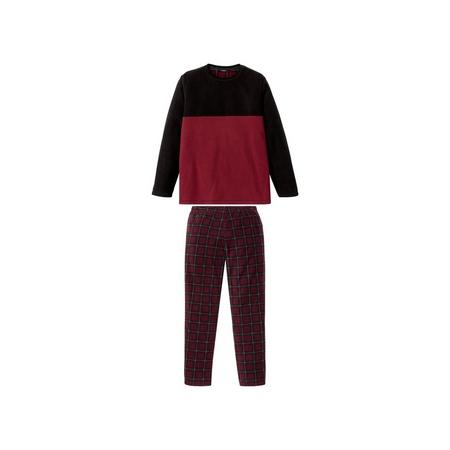 Heren fleece pyjama XL (56/58), Rood/zwart