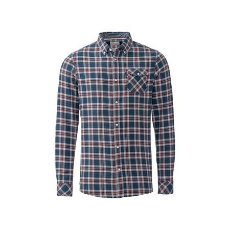 Heren overhemd XL (43/44), Blauw geblokt