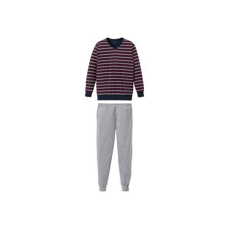Heren pyjama M (48/50), Gestreept/donkerblauw/rood/grijs