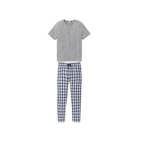 Heren pyjama plus size XXL (60/62), Grijs/blauw geruit