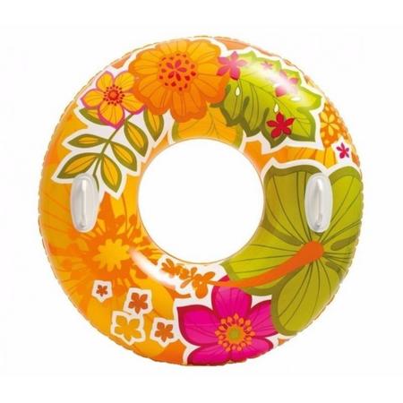 Intex zwemband oranje met bloemen 97 cm