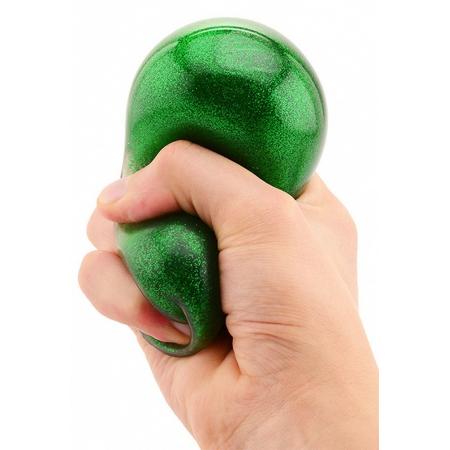 Johntoy glitterstressbal 7 cm groen