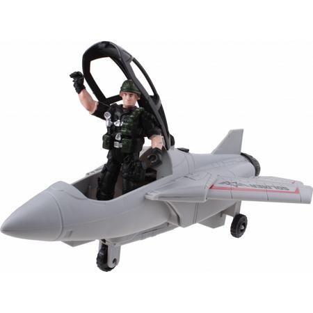 Johntoy speelset vliegtuig Combat Force 26 cm grijs