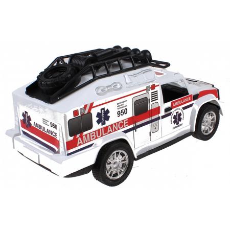 Jonotoys ambulance met licht en geluid 31 cm frictie wit