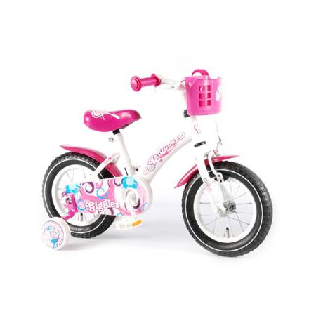 Kanzone Giggles fiets - 12 inch - wit/roze