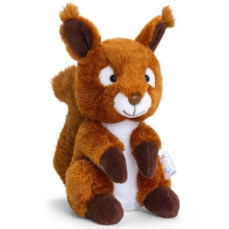 Keel Toys pluche bruine Eekhoorn knuffel 14 cm - Eekhoorn bosdieren knuffeldieren - Speelgoed voor kind