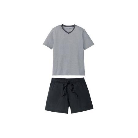 Korte heren pyjama M (48/50), Antraciet/zwart gestreept