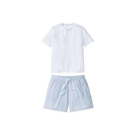 Korte heren pyjama M (48/50), Lichtblauw/wit gestreept