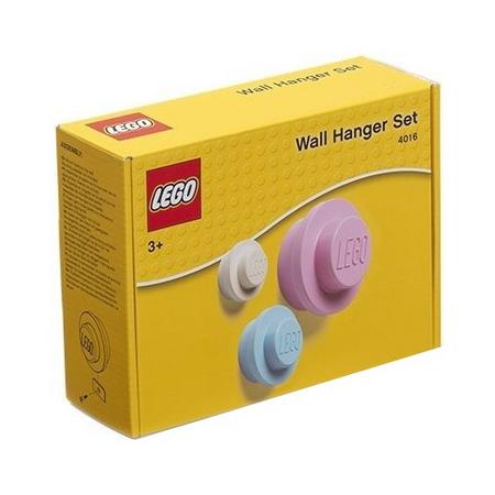 LEGO kapstok 3 delig blauw/roze/wit