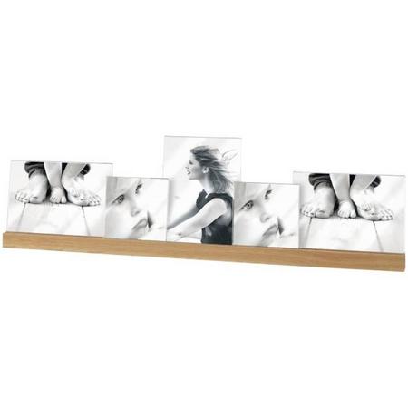 Mascagni - Vijfvoudige acryl fotolijst met naturel houten basis voor 2 foto\s 10x10 en 3 foto\s 13x18 WV A1160