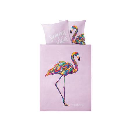 Microvezelsatijnen dekbedovertrek 200 x Flamingo