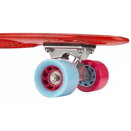 Nijdam Skateboard 57 cm transparant/rood/lichtblauw