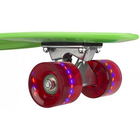 Nijdam Skateboard Flip Grip LED wielen 57 cm groen/rood