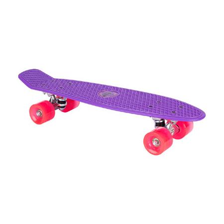 Nijdam plastic skateboard 22.5 inch - LED wielen - paars
