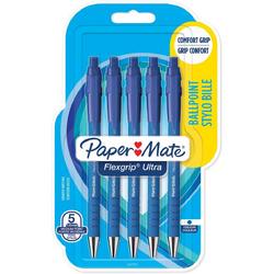 Paper Mate balpen Flexgrip Ultra RT medium, blister van 5 stuks, blauw