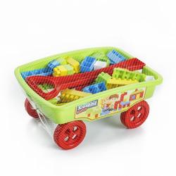 Paradiso Toys blokkenwagen 69 cm groen 50 delig