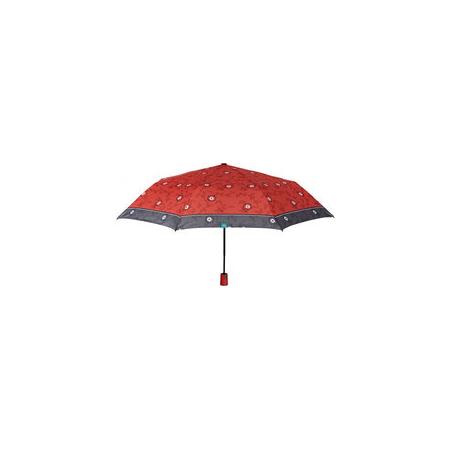 Perletti mini-paraplu Time dames 96 cm microfiber rood/grijs