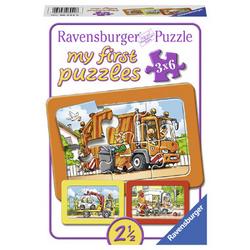Ravensburger puzzel Vuilniswagen, ambulance en sleepwagen - 3 x 6 stukjes