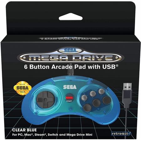 Retro-Bit SEGA Mega Drive Mini 6-Button USB Controller (Blue)