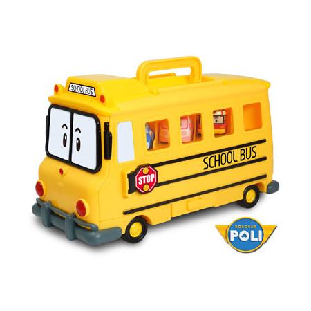 Robocar Poli schoolbus met opslagruimte 14 die-castfiguren
