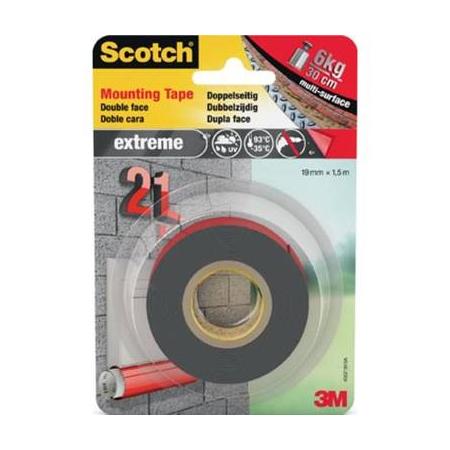 Scotch montagetape Extreme, ft 19 mm x 1,5 m, blisterverpakking