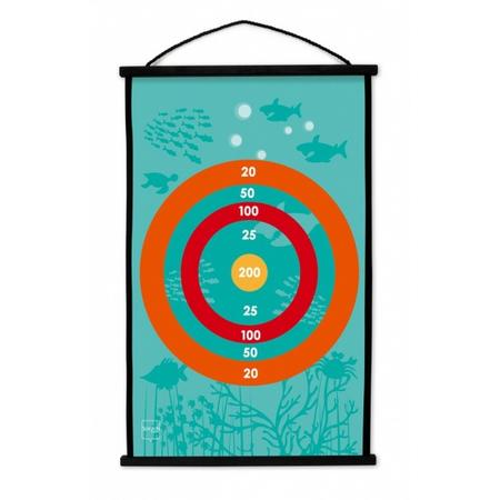 Scratch dartbord Koraalrif 2 zijdig 60 x 38 met 6 dartpijlen