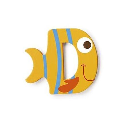 Scratch letter D vis geel 5.5 cm