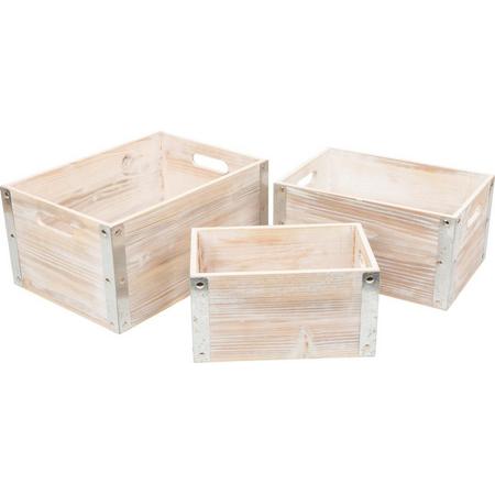 Small Foot opbergboxen Industrial Style hout 36-26 cm 3-delig