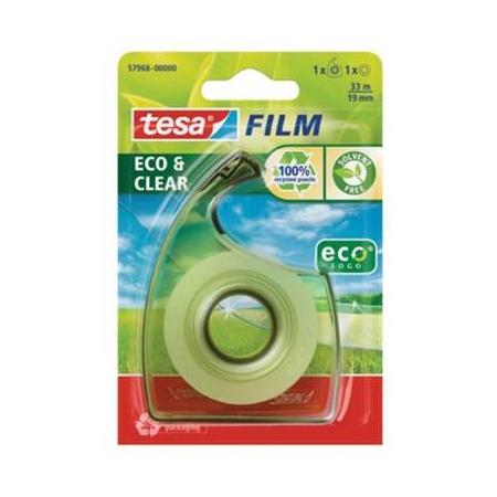 Tesafilm eco & clear ecoLogo, ft 19 mm x 33 m, blister met 1 dispenser met 1 rolletje