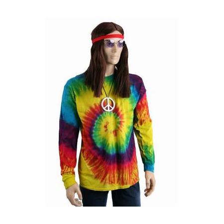 Tie-dye lange mouw t-shirt rainbow xl