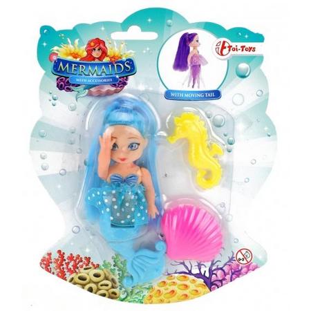 Toi-Toys pop zeemeermin met kammetjes blauw 12 cm