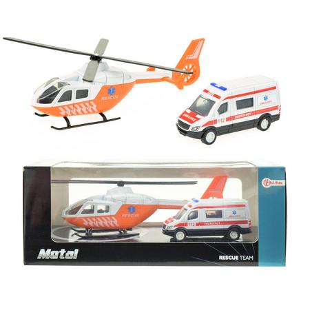 Trauma helikopter met ambulance - oranje